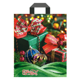 Пакет с петлевой ручкой НГ 28*34-60мкм "Подарок на Новый Год" (1*25/20уп)