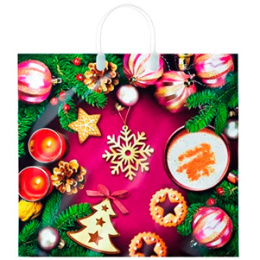 Пакет с пластиковыми ручками НГ 37*34 "Печенье" (1/10/100)