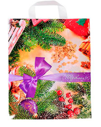 Пакет с петлевой ручкой НГ 28*34-60мкм "Новогоднее ассорти" (1*25/20уп)