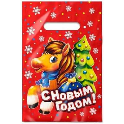 Пакет с вырубной ручкой НГ 20*30 "Жеребенок" (1*100)