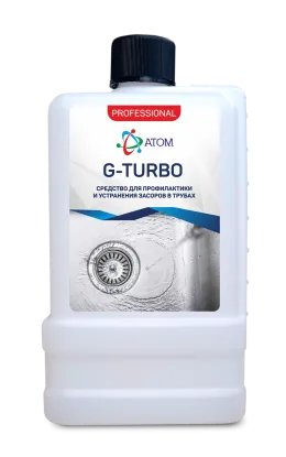 G-Turbo Препарат для профилактики и устранения засоров в сточных трубах 1л (1/8)