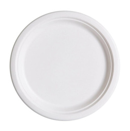 Тарелка плоская d-225 белая, целлюлоза (1*50/7уп)