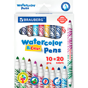 Фломастеры 10 шт/20 цветов, двухцветные