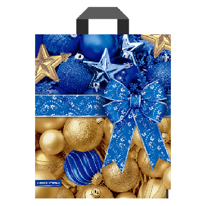 Пакет с петлевой ручкой НГ 28*34-60мкм "Подарочный с бантом" (1*25/20уп)