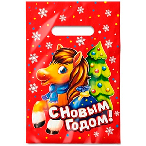 Пакет с вырубной ручкой НГ 20*30 "Жеребенок" (1*100)