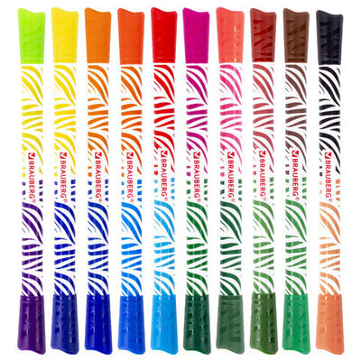 Фломастеры 10 шт/20 цветов, двухцветные