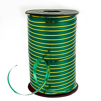 Лента на бобине 5мм/250м Зеленая с золотой полосой