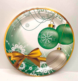 Тарелка картонная НГ d-230 "Новогодняя игрушка" (1*10)