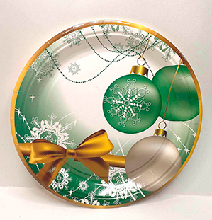 Тарелка картонная НГ d-230 "Новогодняя игрушка" (1*10)