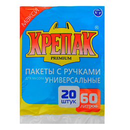 Мешок мусорный  60л. "Крепак" с ручками (1*20/50уп)